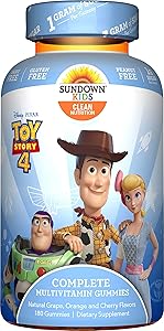 Sundown Kids Sundown Naturals Kids Pixar Toy Story 4, Complete Multivitamin, Gluten & Dairy Free, 180 Gummies, 180Count