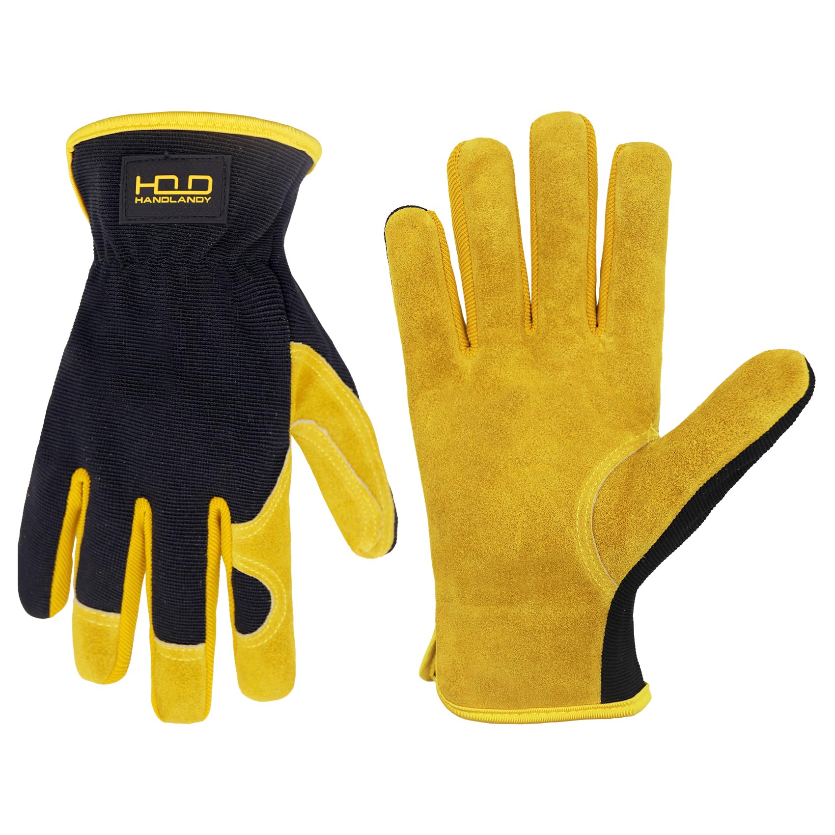 AIGEVTURE Men's Leather Gardening Gloves Work Gloves Cowhide Leather,Flexible Breathable Spandex,Thorn Proof Gardening Gloves,Abrasion Resistant — image 1