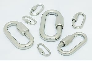 Burhan Industrial Supply Co. 316 Stainless Steel Quick Link Oval Threaded Connector (Stainless Steel, 1/8" Stock Diameter Pack of 3)