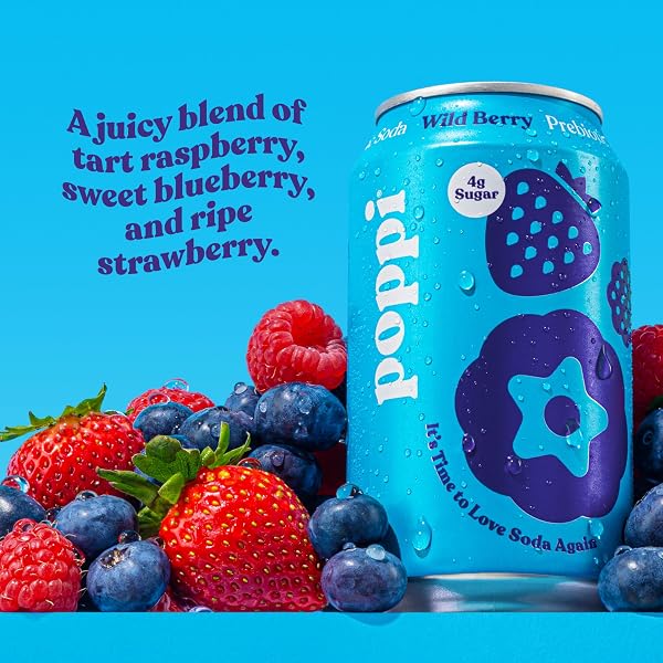 POPPI WILD BERRY PREBIOTIC SODA SGL, 12 FZ