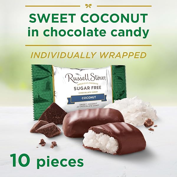 RUSSELL STOVER SUGAR FREE COCONUT IN CHOCOLATE CANDY, 5 OZ. BAG