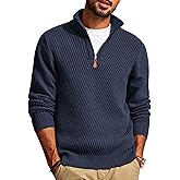 PJ PAUL JONES Mens Quarter Zip Pullover Sweaters Casual Slim Fit Knit Texture Sweater