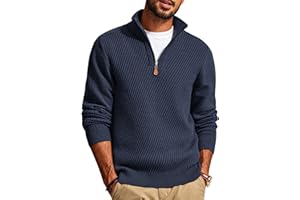 PJ PAUL JONES Mens Quarter Zip Pullover Sweaters Casual Slim Fit Knit Texture Sweater
