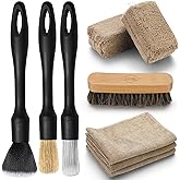 Fantasticlean Car Detailing Brush Set, Interior Leather Cleaning Kit, 9PCS | Car Interior Brush Kit, Horse Hair Leather Brush for Car Detailing, Scratch-Free Leather Cleaner Applicator, Cleaning Cloth
