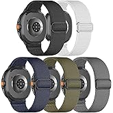 Huadea 5 Pack Stretchy Nylon Bands Compatible with Samsung Galaxy Watch 8 Band 40mm 44mm/Galaxy Watch 8 Classic 46mm, Solo Loop Soft Elastic Sport Strap Replacement Wristbands for Women Men
