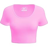 Basic Crop Tops for Women Short Sleeve T-Shirts Scoop Neck Cropped Shirts Women's Crop Top Cute Summer Tops Slim Fit Tees