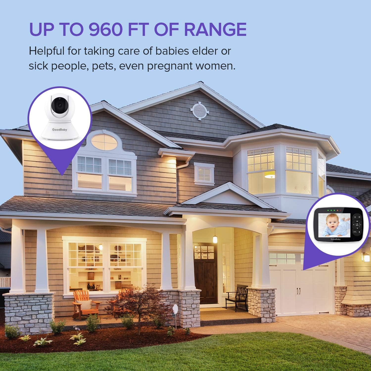 Baby Monitor with Remote Pan-Tilt-Zoom Camera|Keep Babies Safe with 3.5” Large Screen, Night Vision, Talk Back, Room Temperature, Lullabies, 960ft Range: Camera & Photo