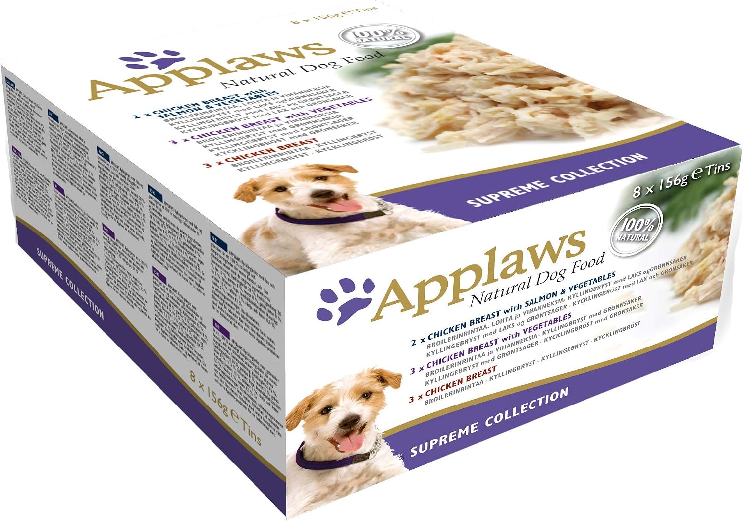 Applaws 100% Natural Wet Dog Food, Chicken Selection Multipack 156g Tin, 8 x 156 g Tins, May Vary, 1.25 kg (Pack of 1)