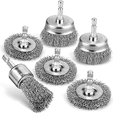 Pylevemv 6Pcs Wire Wheel Brush Set, Carbon Steel Wire Brush for Drill | Wire Brush Drill Attachment with 1/4 Inch Hex Shank Removes Rust, Paint And Corrosion for Metal Cleaning And DIY Projects