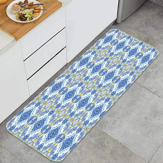 YANAIX Alfombra Cocina,Coloridos Azulejos Textiles simétricos de