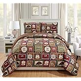 Rugs 4 Less Southwestern Great Outdoors Wilderness Cabin Lodge and Lakehouse 3-Piece Quilt Bedding Set with Plaid Patterns and Outdoor Destination Signs Quilted Bedspread (King/Cal-King - Lodge)