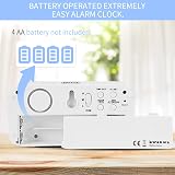 KWANWA Battery Operated Alarm Clock 12/24H LED Dimmer Snooze Portable view 4