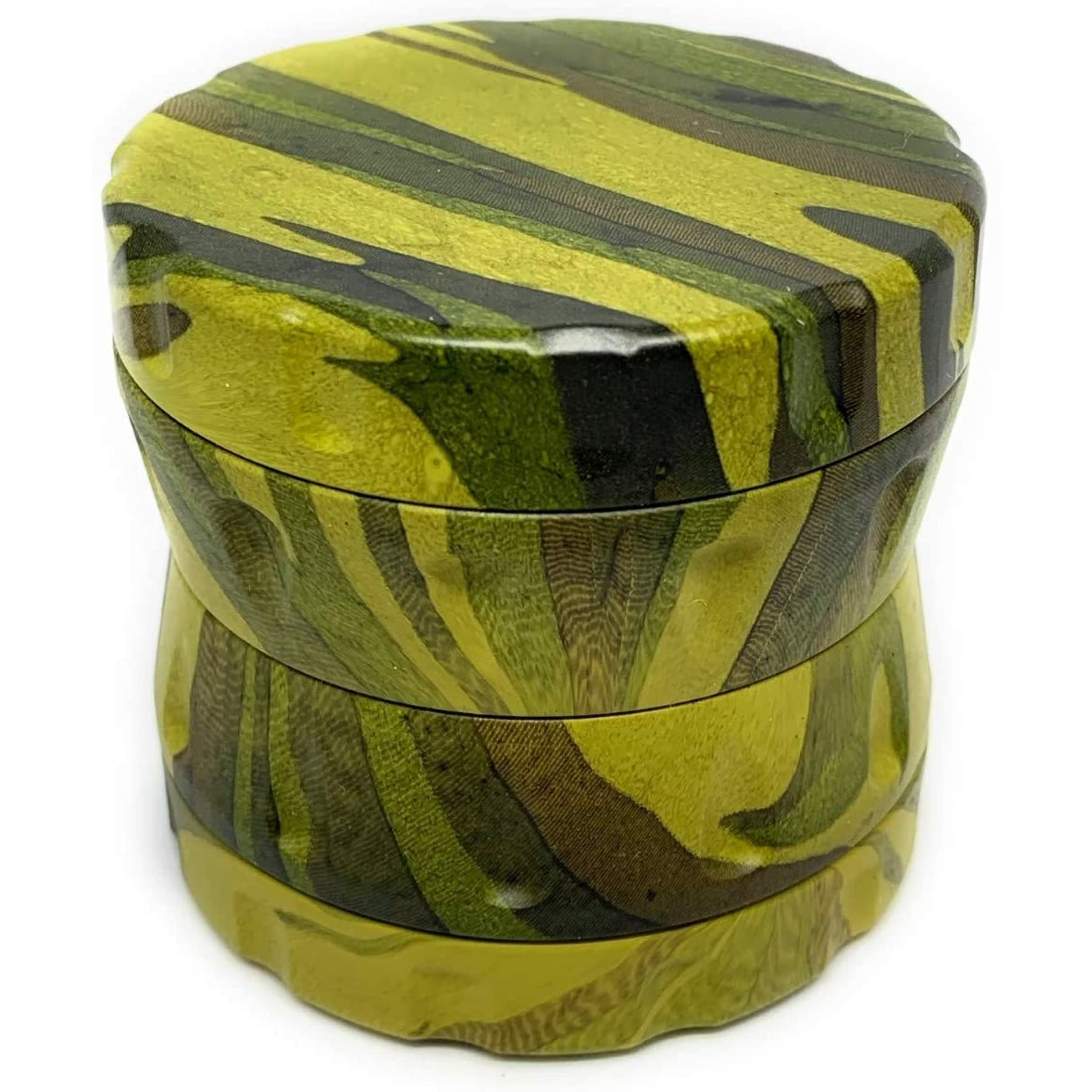 TPLF Wooden Grinder Spice Grinder, 4 Parts with Pollen Catcher 63 mm (Camouflage)