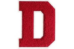 GROZON 4-1/2" Letterman Jacket Patches Red Chenille Letter Patches Iron on Letter Patches Varsity Letter Patches for Clothing (red-D)