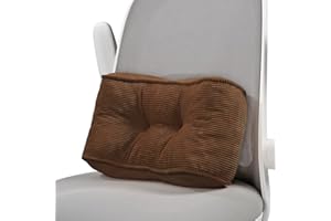 Glyzia Lumbar Support Pillow for Study Desk Chair, High-Density Foam Back Support Pillow for Lower Back Pain Relief, Soft & Support Corduroy Office Chair Cushion, S, Brown