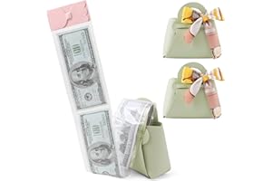 2PCS Money Pull Box for Cash, Leather Surprise Money Boxes with Ribbon Mini Money Pull Bags with 30 Pcs Transparent Bags for 