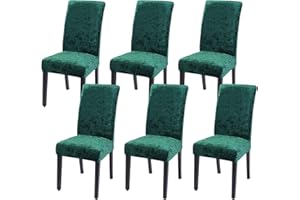 Joccun Velvet Chair Covers for Dining Room Set of 6, Washable Dining Chair Slipcovers Stretch Dining Room Chair Covers Seat Protector, Parsons Chair Cover for Home,Hotel,Banquet(Hunter,6 Pack)