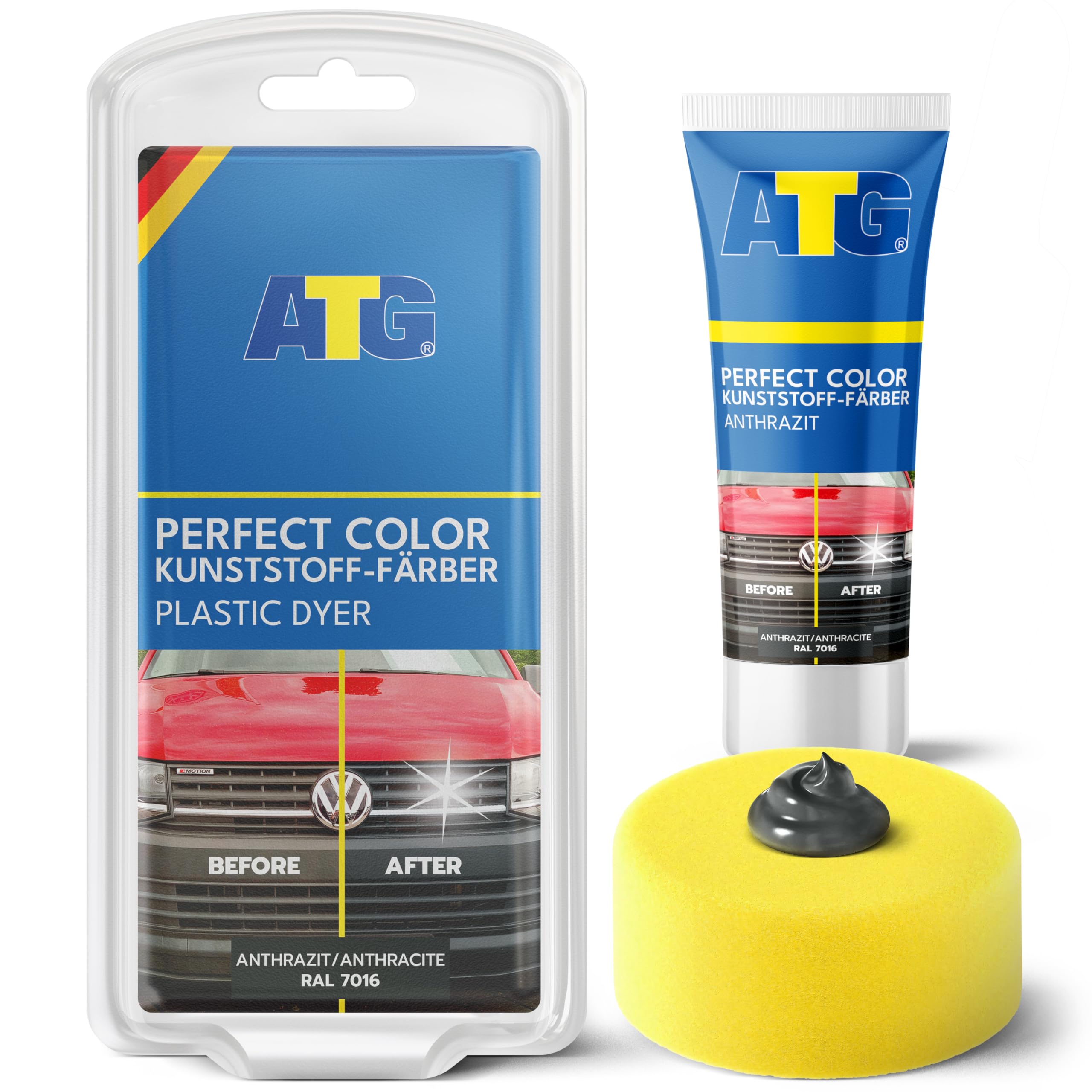 ATG® Grey Trim Restorer & Plastic Dye – Car Trim & Bumper Restorer for Faded Plastic – Grey Plastic Dye for Cars, Dash & Trim – Car Plastic Restorer – 70 g