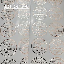 100 x Thanks For Celebrating With Me Labels Real
