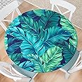 Eiuflka Round Fitted Tablecloth with Elastic Edge Indoor Outdoor Washable Reusable Table Cover for Kitchen Picnic Party Fits 45-52" Diameter Round Tables