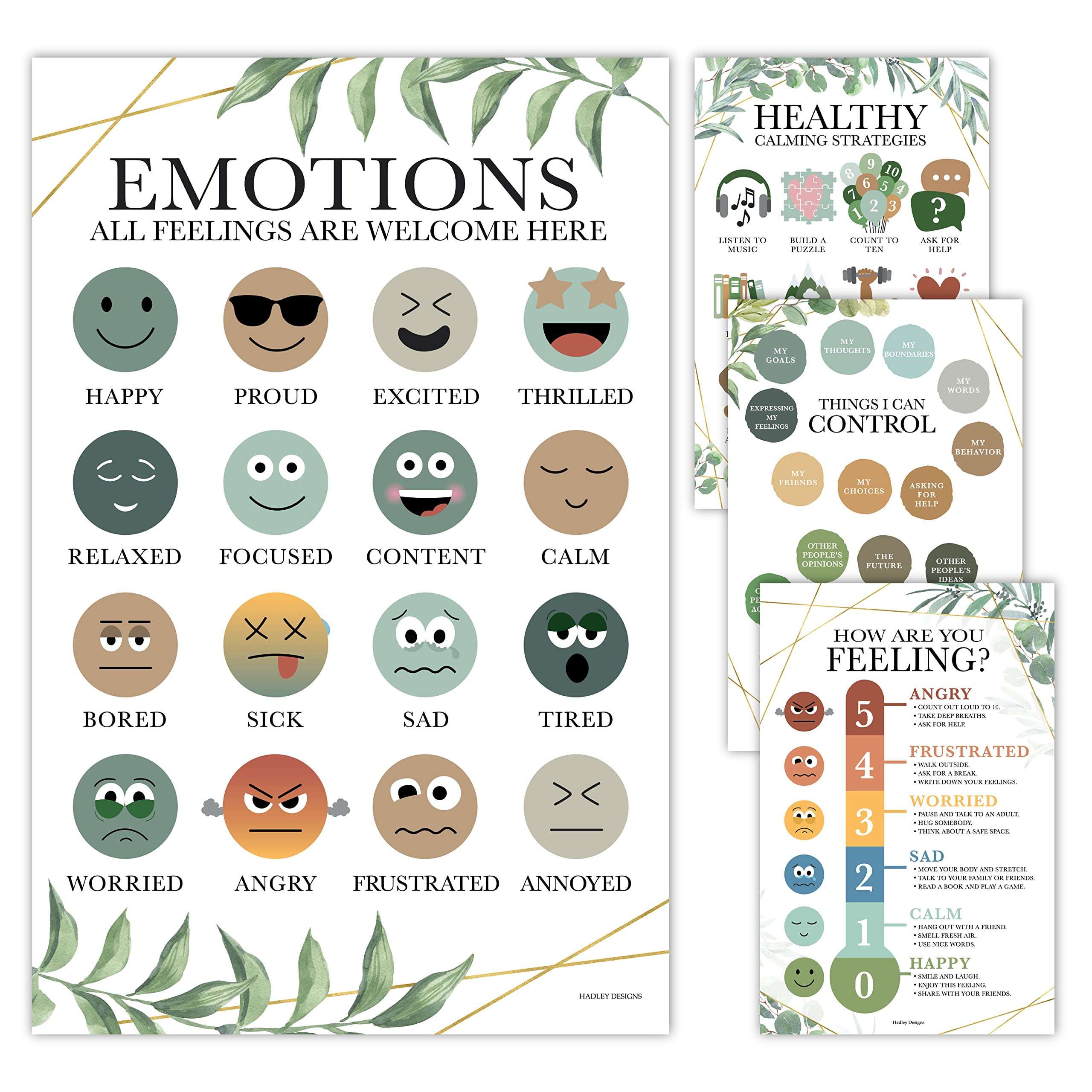 Mua Hadley Designs Feelings Chart For Kids Ages 4-8 - Emotions Chart ...