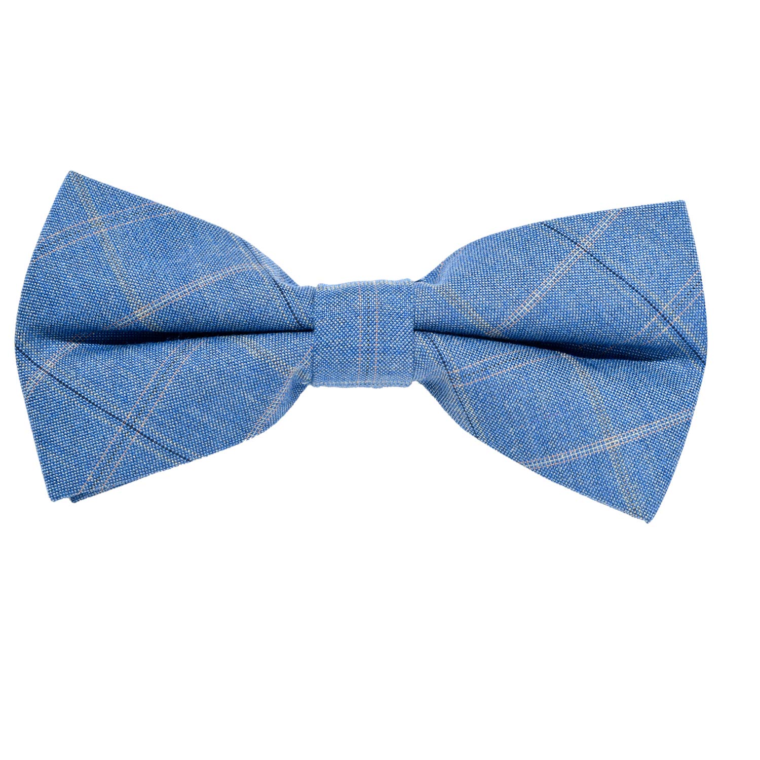 MASADA corduroy bow tie light blue plaid - men's accessory in vintage look, continuously adjustable, handmade with hook closure - 12 x 6 cm