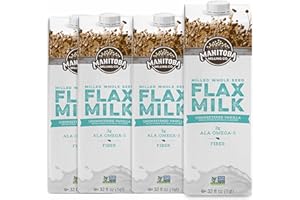 Manitoba Milling Company Vanilla Flax Milk| Unsweetened | 3000mg ALA OMEGA-3 | 2 Tbsp Flaxseed per Serving | 4g Protein & 3g Fiber | Non-GMO, Plant-Based, Non-Dairy| Shelf-Stable, 32 oz (Pack of 4) |