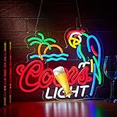 Beer Neon Sign for Wall Décor Palm Tree Parrot Crs Bar LED Light Man Cave Hotel Pub Cafe USB Powered Neon with Dimmer (Blue Parrot)