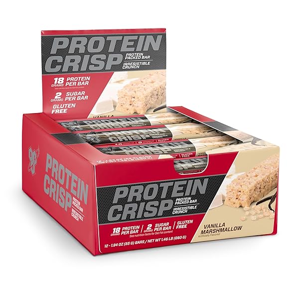 BSN PROTEIN CRISP BAR, VANILLA MARSHMALLOW, 18 GRAM...