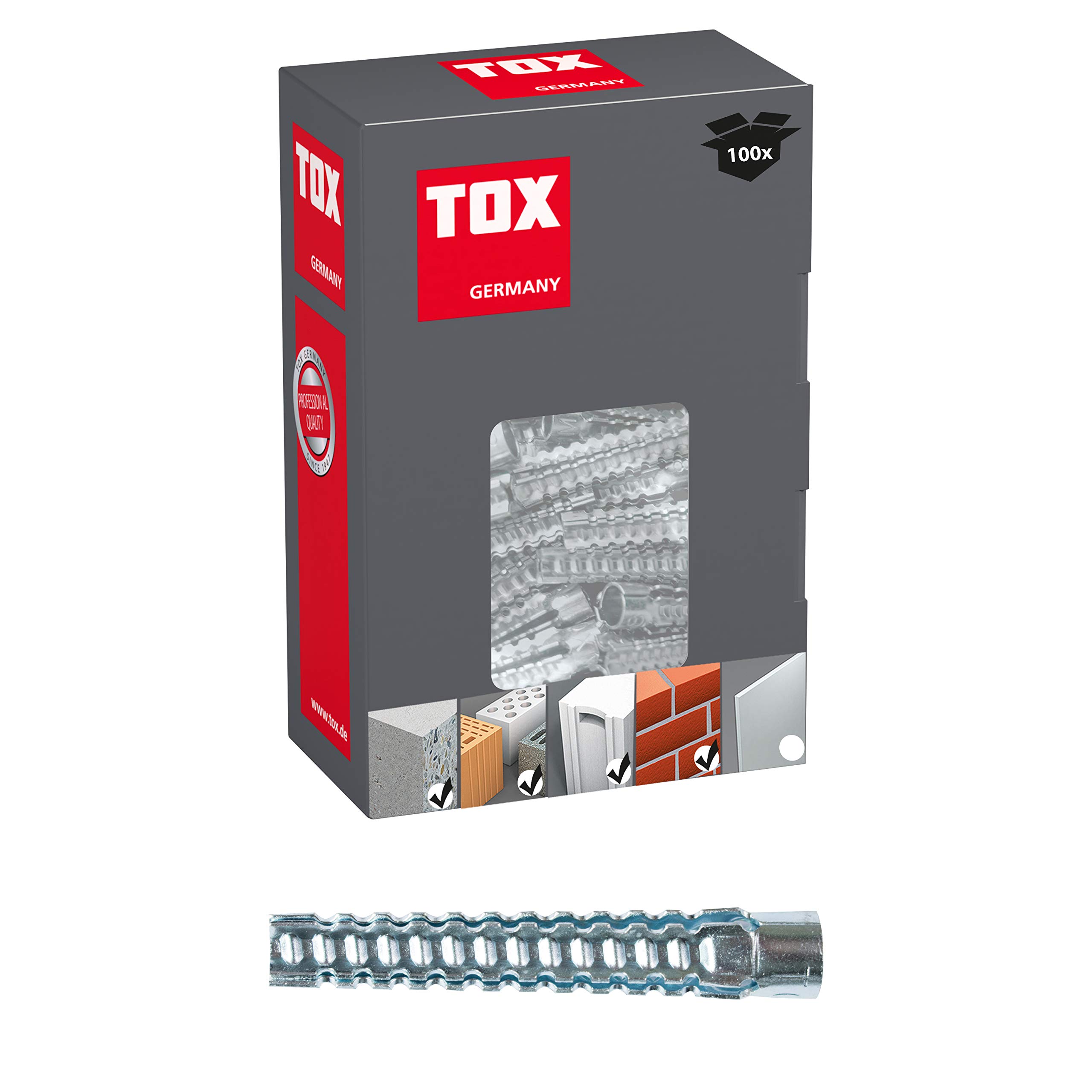 TOX metal claw dowel Tiger 8 x 38 mm, 100 pieces, 039100021