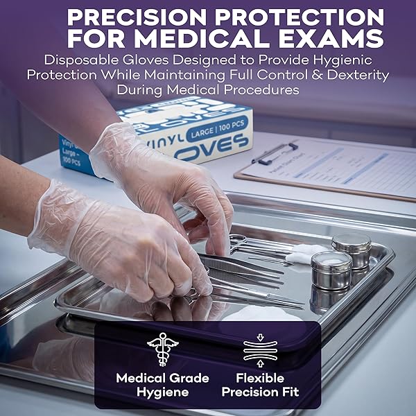 PROHEAL VINYL DISPOSABLE GLOVES LARGE – 1000 COUNT CASE CLEAR FOOD SAFE COOKING AND HOUSEHOLD CLEANING GLOVES – POWDER FREE AND LATEX FREE KITCHEN GLOVE FOR MEAL PREP AND FOOD SERVICE