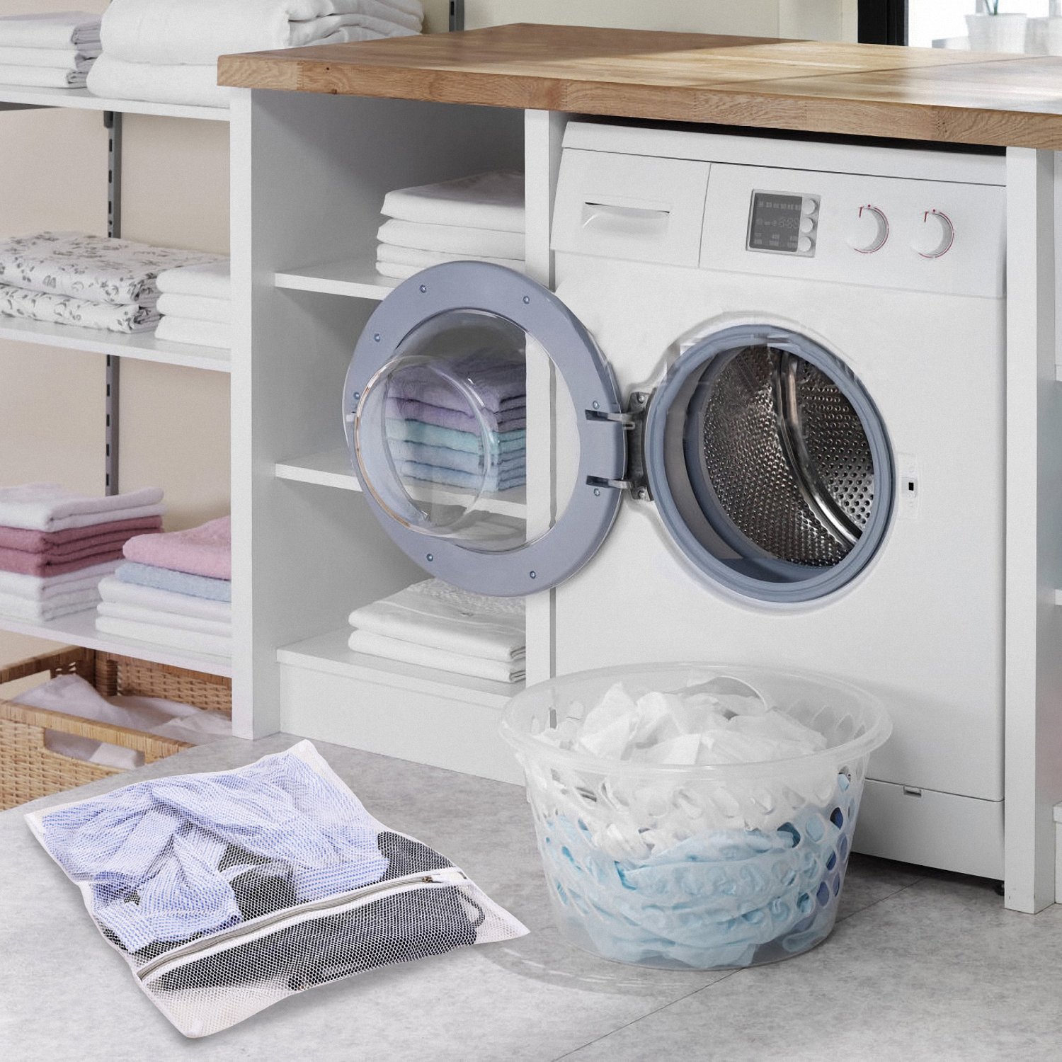 LASV Mesh Laundry Bag for Delicates,Set of 5 Reusable Washing Bags,Travel Storage Organizer Set with Premium Zipper (Fine Mesh & Coarse Mesh)