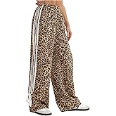 GORGLITTER Women's Leopard Cheetah Baggy Pants Bow High Waisted Wide Leg Trousers