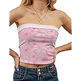 Sujama Floral Mesh Tube Bandeau Top Women 2025 Reversible Foldover Sleeveless Strapless Tank Y2k Summer Going Out Crop Tops