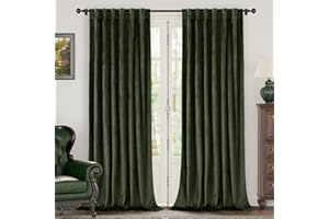 BGment Olive Green Velvet Curtains 84 Inch Length, Thermal Insulated Blackout Curtains Room Darkening Drapes with Back Tab and Rod Pocket for Living Room/French Door, Set of 2 Panels, 52 x 84 Inch