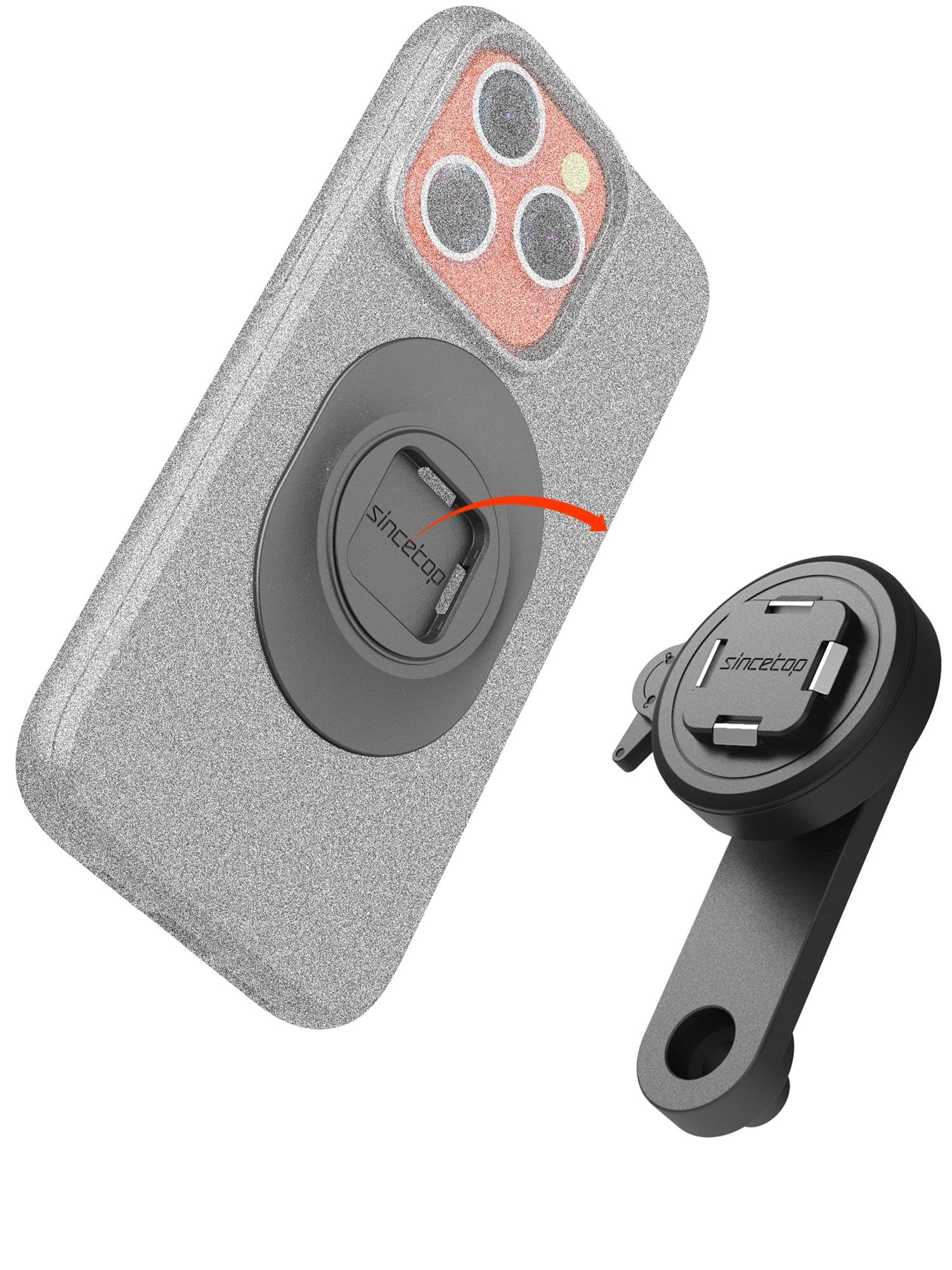 sincetop New Series Q [ Quad ] Mountain Bike Phone Mount - Universal Stem Cap Phone Holder Bracket, CNC Aluminum Alloy, Quick Release for Road & Ebikes & Gravel Bike