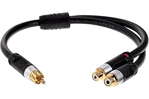 Mediabridge™ Ultra Series RCA Y-Adapter (12 Inches) - 1-Male to 2-Female for Digital Audio or Subwoofer - Dual Shielded with RCA to RCA Gold-Plated Connectors - Black(Part# CYA-1M2F-P)