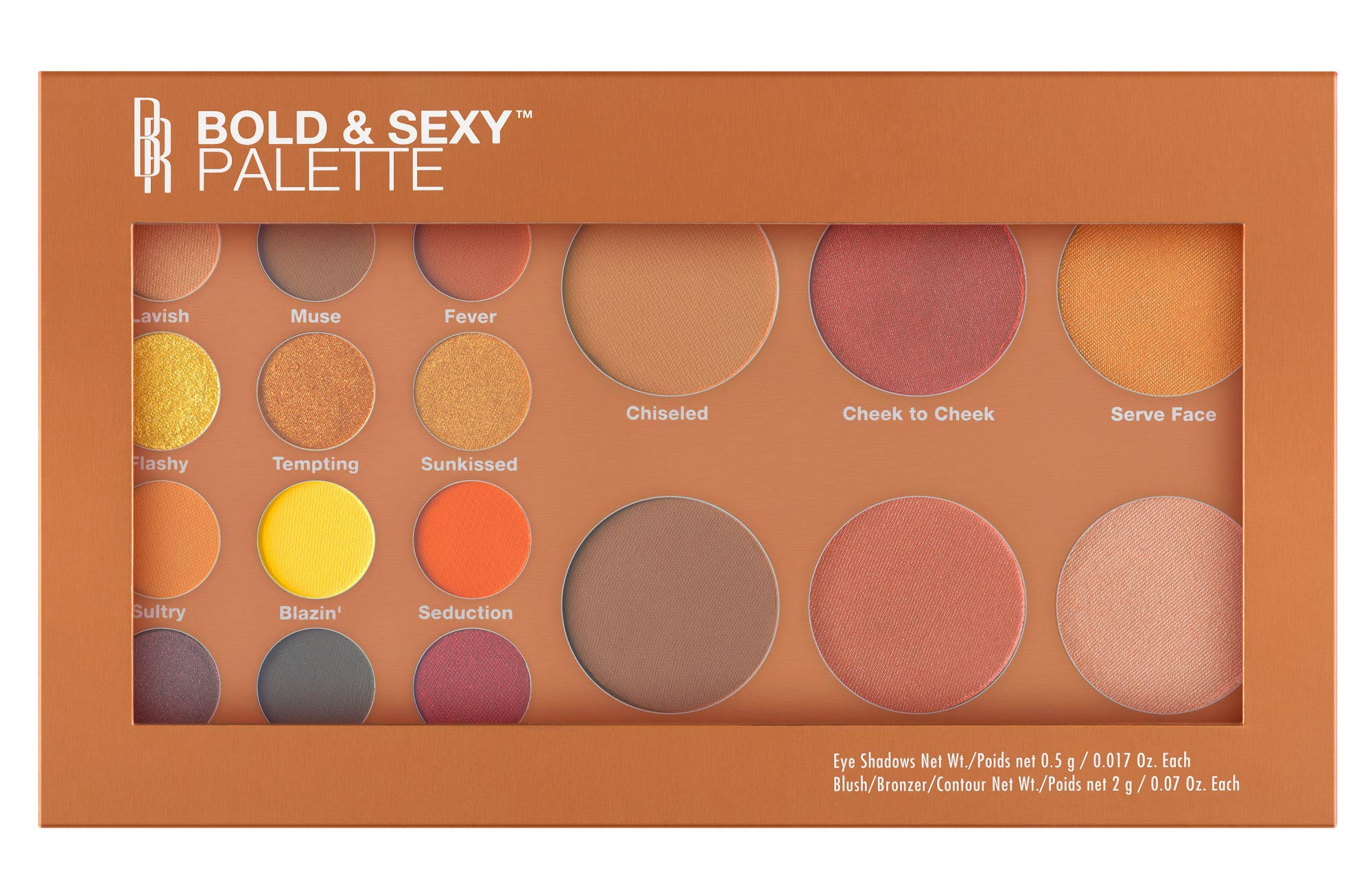 Black Radiance Bold & Sexy Palette, 18 Shades for Eyes & Face, Matte, Glitter & Pearl Finishes, Includes Contour, Blush & Illuminators - Melanin Collection