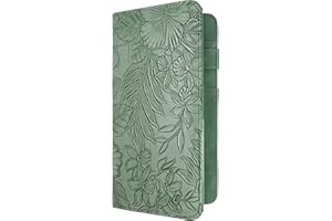 Mymazn Server Book with Zipper and Magnetic Pocket, Cute Waitress Book Server Booklet, Serving Book Fits Server Apron with High Volume Pocket, Floral Green