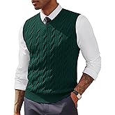 PJ PAUL JONES Men's Sweater Vests V Neck Cable Twist Knit Sleeveless Vests Casual Pullover Sweater
