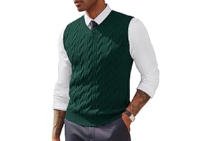 PJ PAUL JONES Men's Sweater Vests V Neck Cable Twist Knit Sleeveless Vests Casual Pullover Sweater
