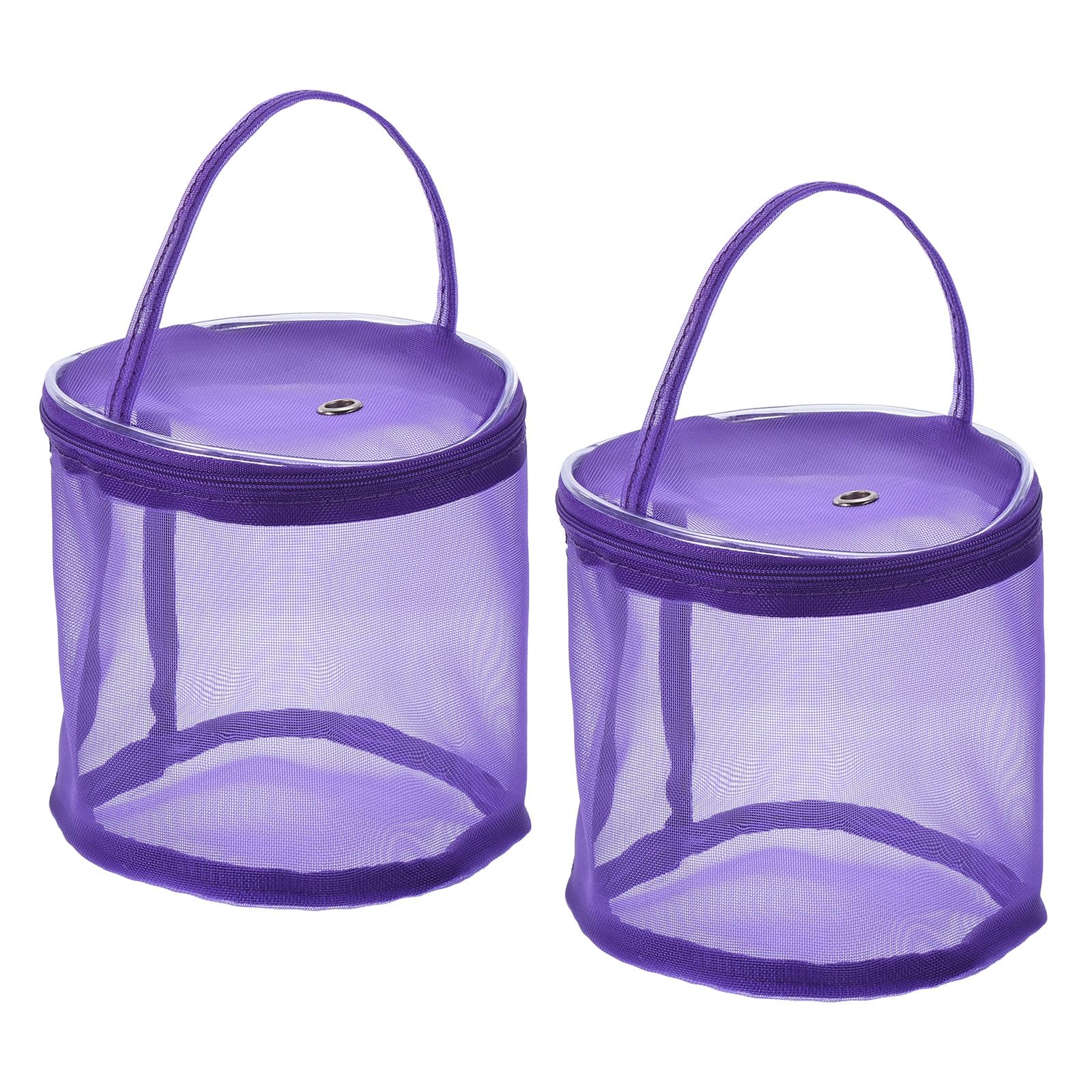 PATIKIL Yarn Storage Bag, 2 Pack Portable Crochet Knitting Bag Case Skein Ball Holder Mesh Organizer Crocheting Tote for Sewing Craft Projects, Purple