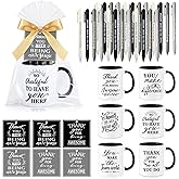 Baderke 6 Set Employee Appreciation Gifts Include Thank You Staff Mug Gift Set 12 oz Appreciation Mugs Inspirational Pens Tags for Employee Staff Team Group (Black Gray,Retro)