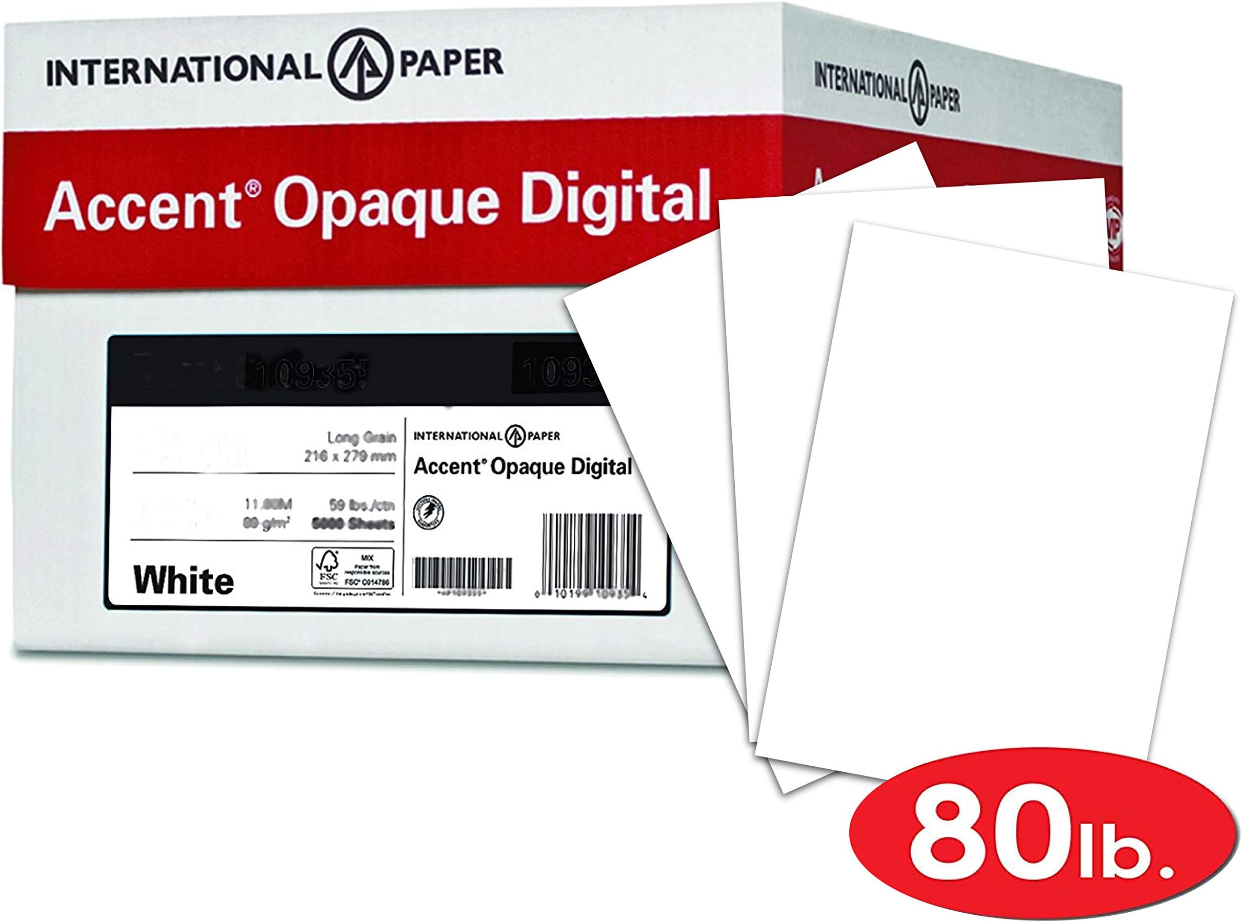 Accent Opaque White 8.5” x 11” Cardstock Paper, 80lb, 216gsm – 2,000 Sheets (8 Reams) – Premium Smooth Heavy Cardstock, Printer Paper for Invitations, Cards, Menus, Business Cards – 131482C