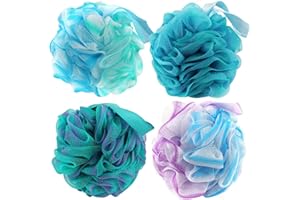 Bath Sponges Loofahs 70 Grams Large Size,4 Pack Shower Sponge Exfoliating Cleaning Bath Loofa Body Scrubber Balls for Women M