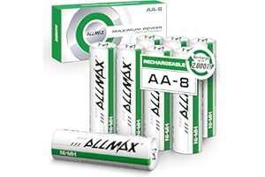 ALLMAX BATTERY Allmax AA Maximum Power Precharged Rechargeable Double A Batteries (8 Count) – Ultra Long-Lasting, Recharge up to 2,000 Times – 1.2V