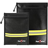 Fireproof Waterproof Money Document Bag - 2 Pack Safe Upgraded Zipper Bags, Fire & Water Resistant Storage Organizer Pouch for A4 A5 Documents Holder,File,Cash,Jewelry,Passport,Tablet,Laptop (Black)