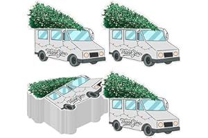 Colarr 50 Pcs Christmas Mail Carrier Thank You Postcard Letter Carrier Mail Truck Shaped Gift Cards 5 x 6 Inch Christmas Mailman Postcards for Postal Greeting Customer Gift