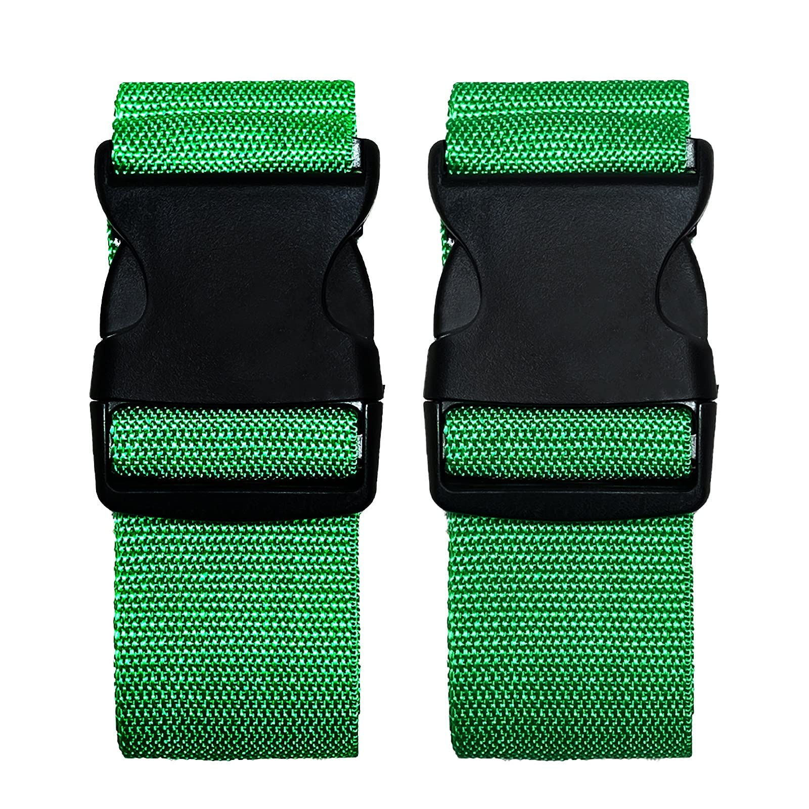 Jmuoyld 2 Pack Suitcase Belts, Adjustable Luggage Straps, Bright Colors Travel Packing Straps with Quick Release Buckle (Green), 200cm