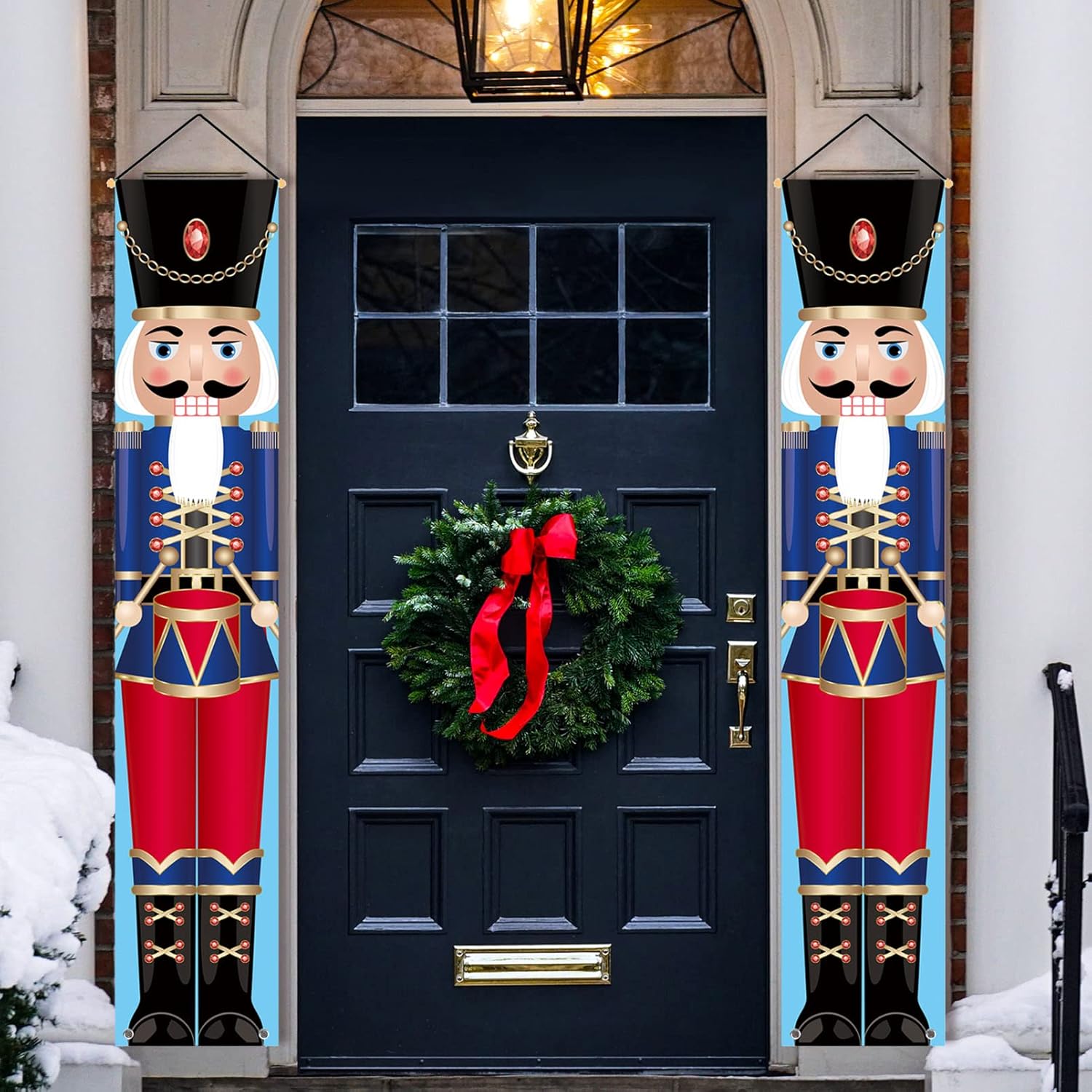 Nutcrackers - Christmas Nutcracker Drummer Door Hanger Porch Banner Décor Indoor & Outdoor – Modern House Décor – Colorful Nutcracker Christmas Banners for Front Door Living Room Kitchen Wall Party (DRUM-04)